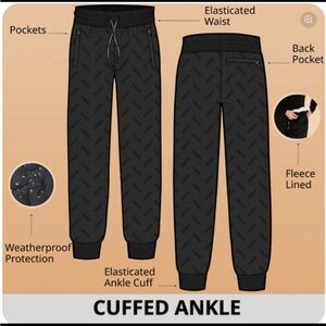 Black Fleece-Lined Weatherproof Pants